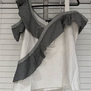 INC International Concepts Black and White Striped Off The Shoulder Top Size 2X